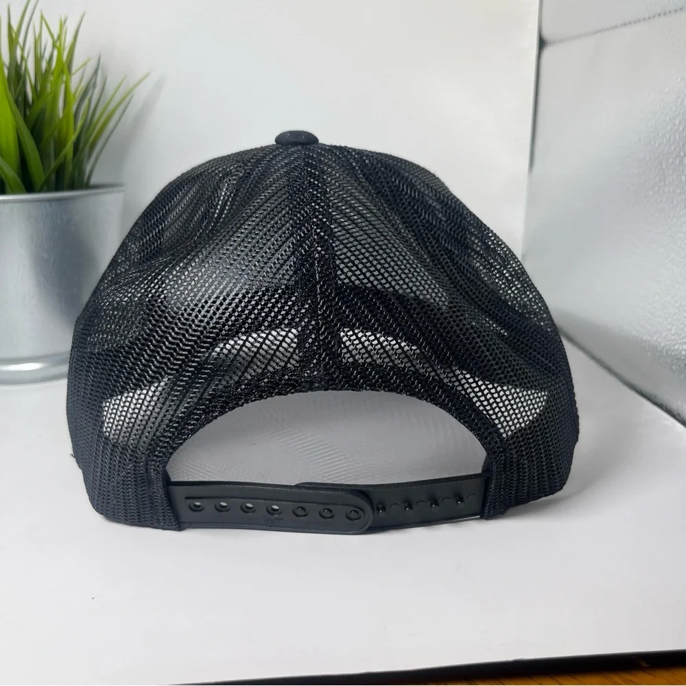 Yupoong Snapback Mesh Trucker Hat Flag Design & Navy Seal‎ Logo Black & White